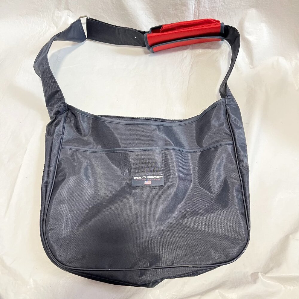 y2k Polo Ralph Lauren messenger bag navy blue nylon shoulder strap vintage